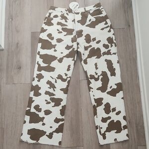 Nectar Brown and White Cow Print Pants